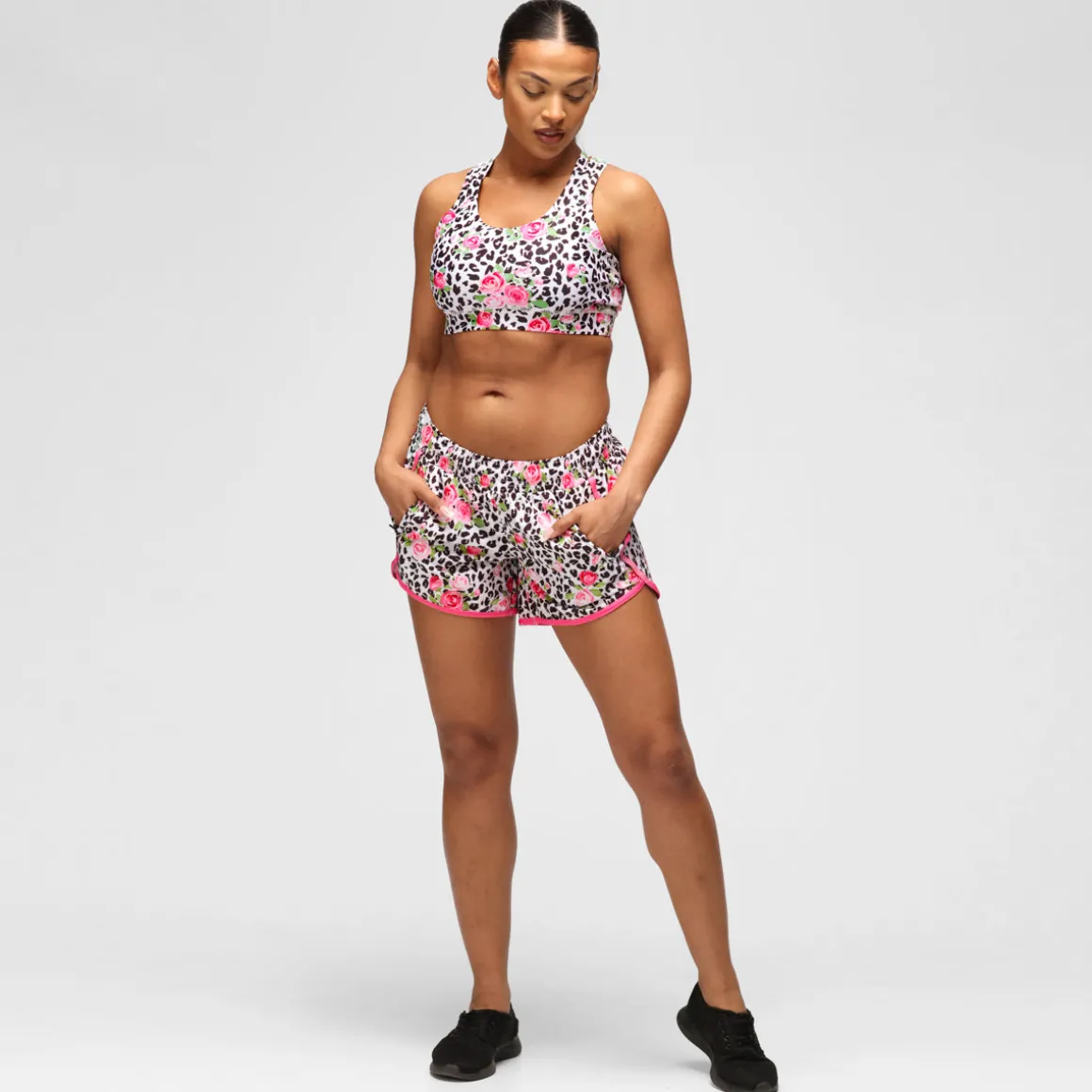 Jungle Rose Loose Fit Workout Shorts