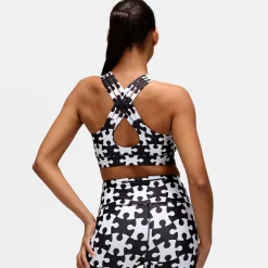 Monochrome Jigsaw Cross Back Bra