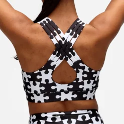 Monochrome Jigsaw Cross Back Bra