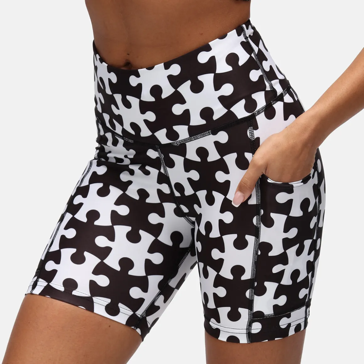 Monochrome Jigsaw Running Shorts