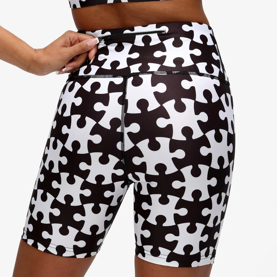 Monochrome Jigsaw Running Shorts