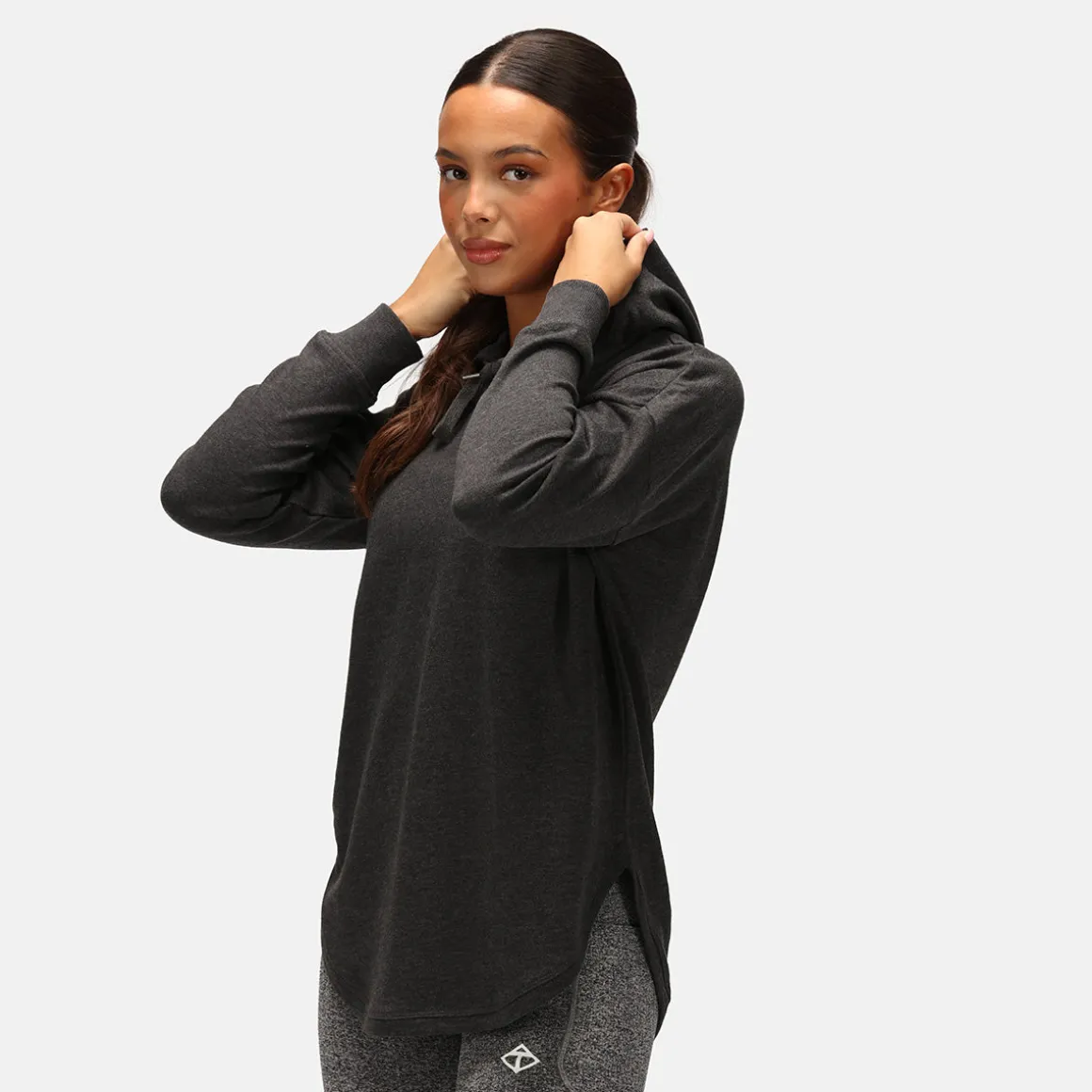 TKB Charcoal Curved Hem Hoodie