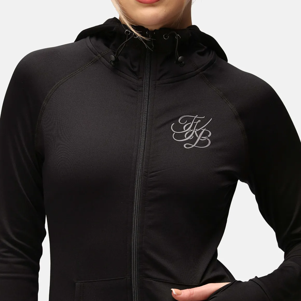 TKB Ladies Jet Black Zipped Hoodie