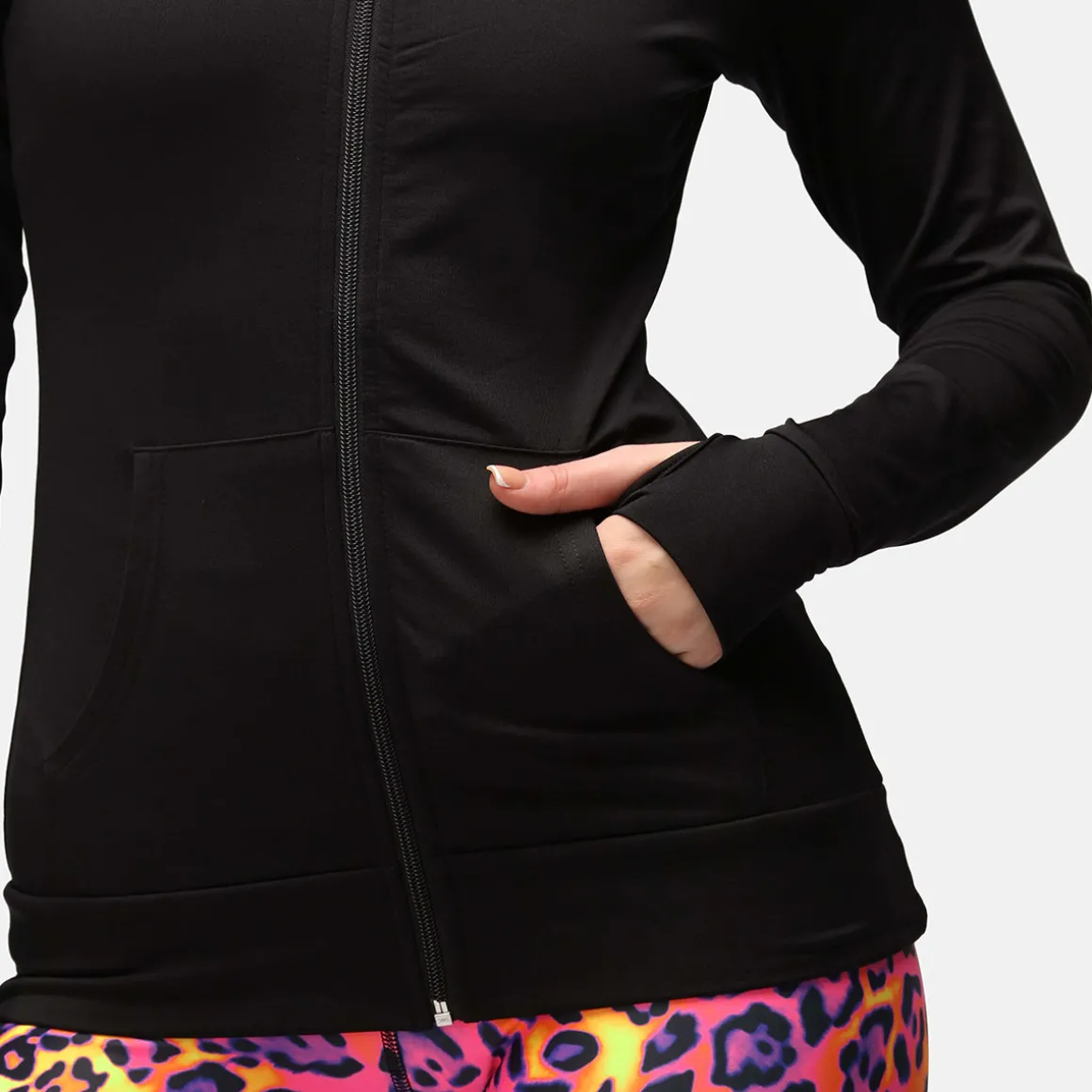 TKB Ladies Jet Black Zipped Hoodie