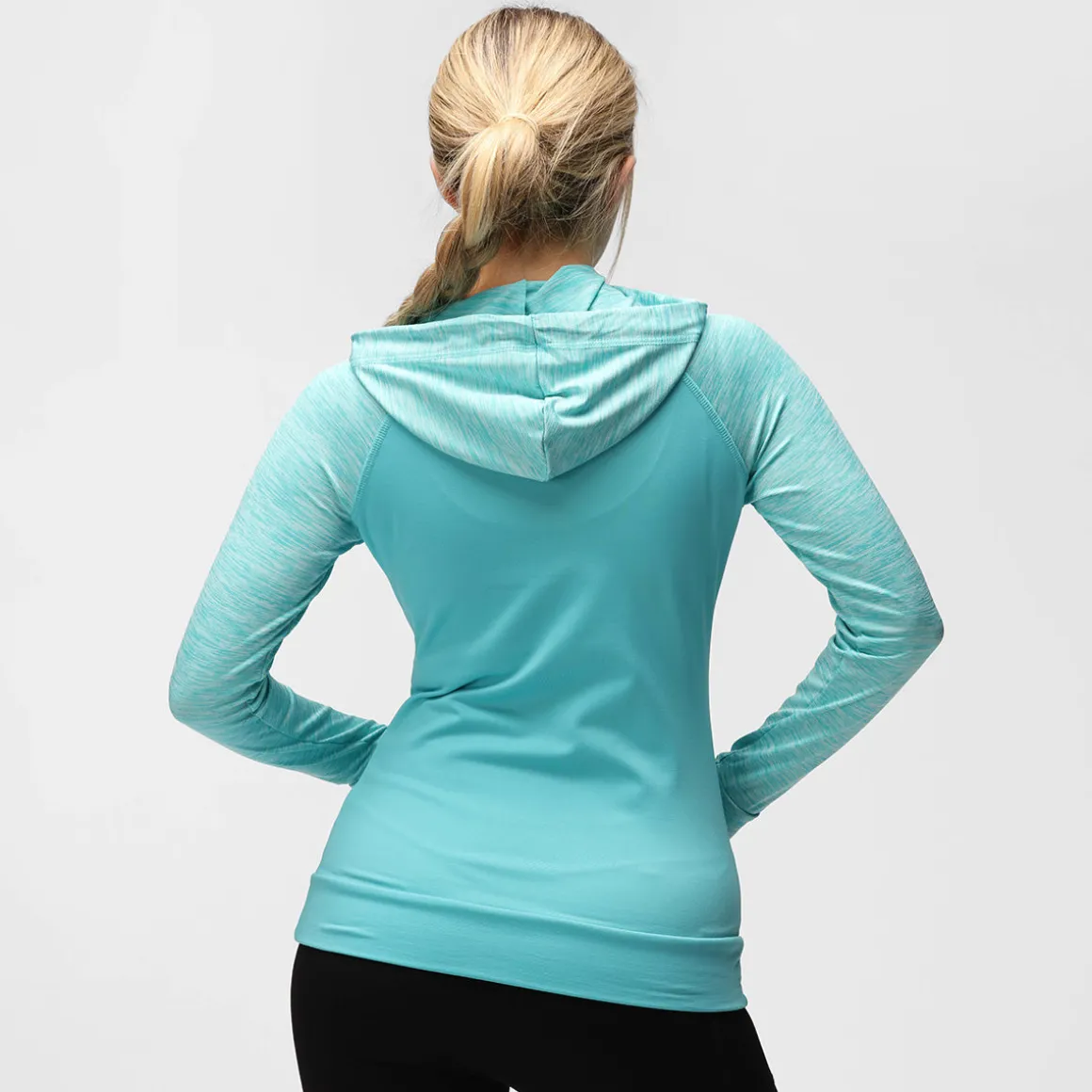 TKB Ladies Turquoise Melange Zipped Hoodie