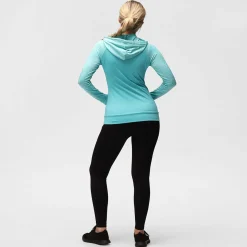 TKB Ladies Turquoise Melange Zipped Hoodie